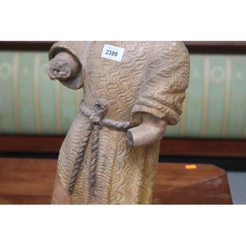 2399 - Old French Saint figure, approx 65cm H