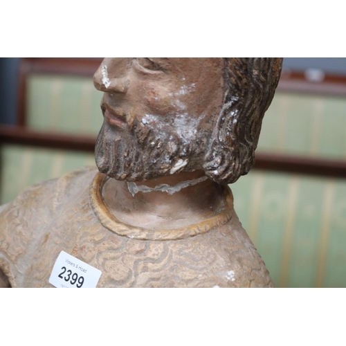 2399 - Old French Saint figure, approx 65cm H