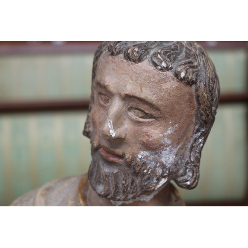 2399 - Old French Saint figure, approx 65cm H