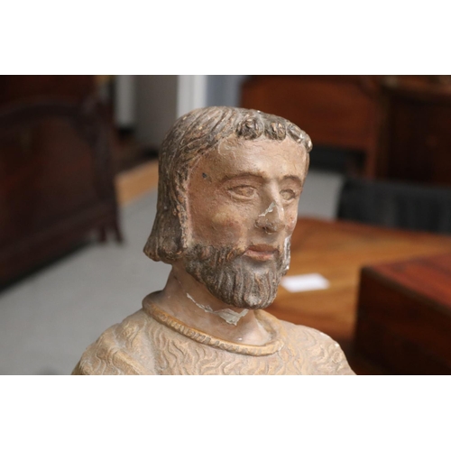 2399 - Old French Saint figure, approx 65cm H