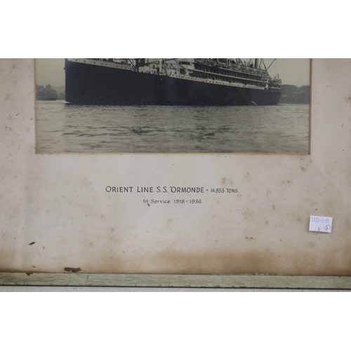 1258 - Two antique framed photographs of Ships Orient Line S.S Ormonde and S.S Orsova (2)