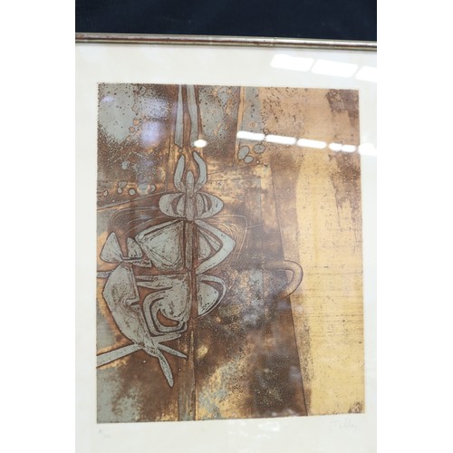 1262 - Telle ? lithograph in colours, abstract, signed lower right, 2/140  Christies label verso , 49 x 39 ... 