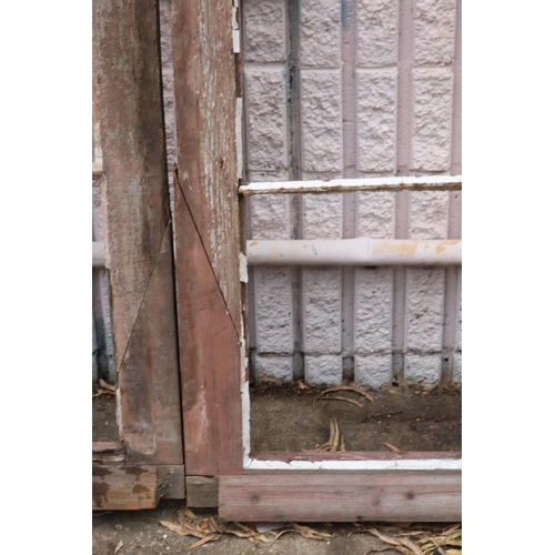 12 - Antique French wooden frame arched window, in original condition, approx 246cm H x 174cm