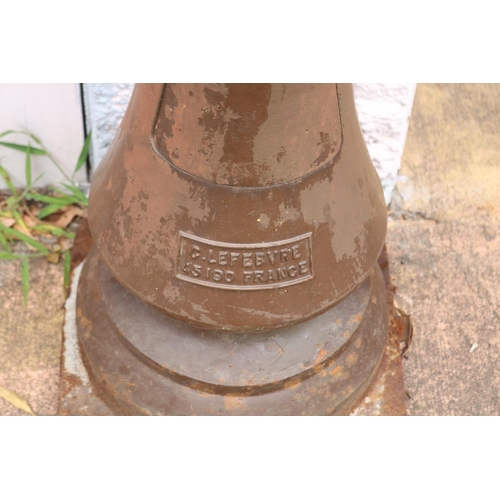 2 - French cast iron street lamp post with lantern, marked France to base (Comes apart in three pieces) ... 