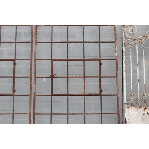 3 - Large antique French iron window frame, in original condition, approx 340cm H x 174cm W