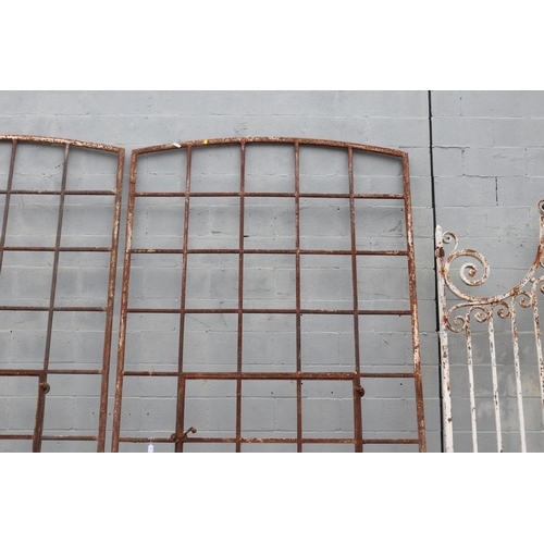 3 - Large antique French iron window frame, in original condition, approx 340cm H x 174cm W
