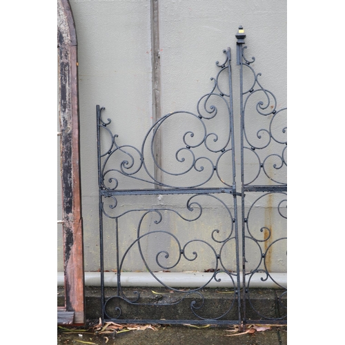 25 - Pair of antique French wrought iron gates, approx 176cm H x 165cm W (total width) (2)