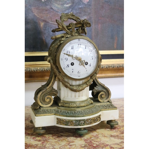 276 - Antique French mantle clock, untested / unknown working condition, has pendulum (in office C147.26),... 