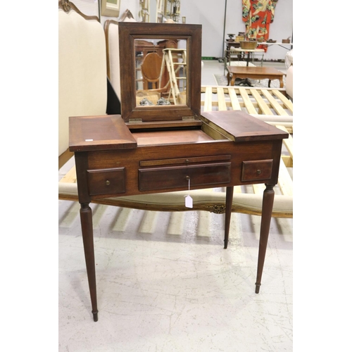 304 - Vintage French Louis XVI style dressing table, with flip up mirror, approx 75cm H x 79cm W x 45cm D