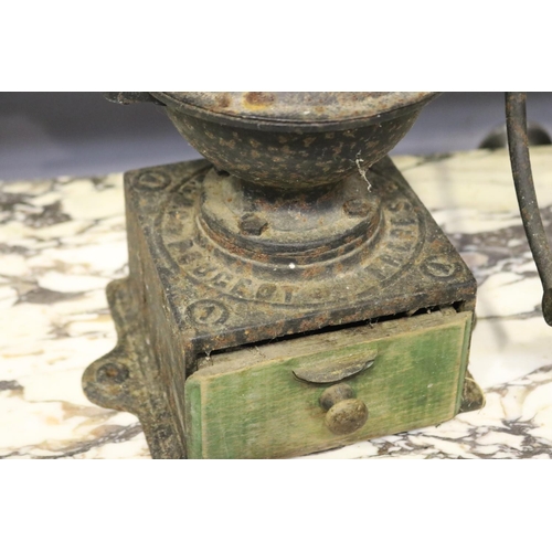 214 - Antique French Peugeot coffee grinder, approx 37cm H