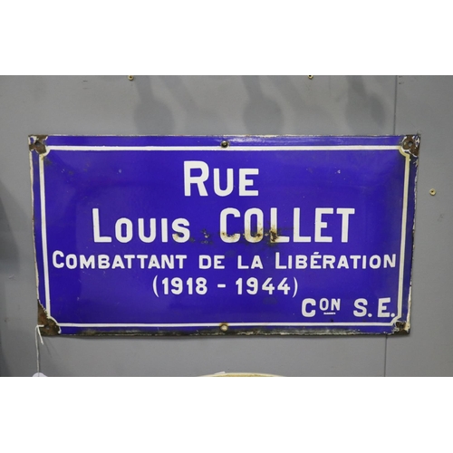 222 - Vintage French blue enamel street sign 