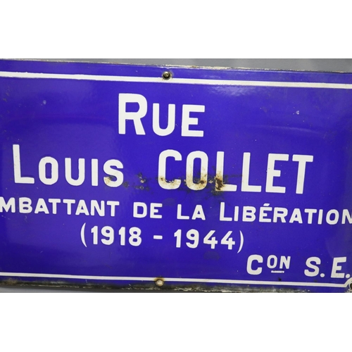 222 - Vintage French blue enamel street sign 