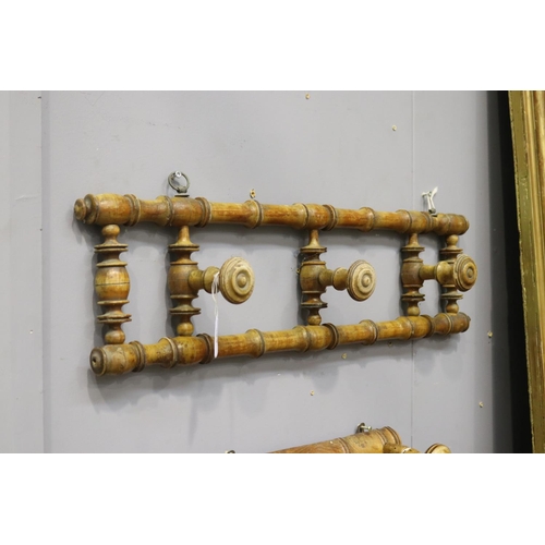 223 - Antique French turned faux bamboo coat rack, approx 18cm H x 64cm W