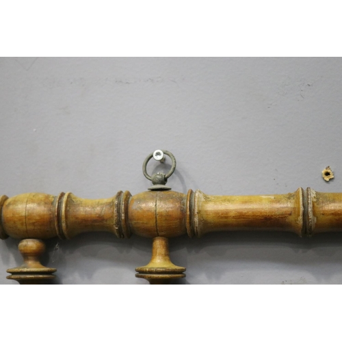 223 - Antique French turned faux bamboo coat rack, approx 18cm H x 64cm W