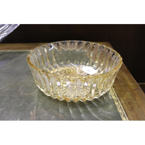 264 - French amber glass bowl, approx 8cm H x 23cm Dia