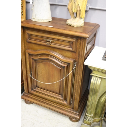 286 - French solid oak pedestal cupboard, approx 112cm H x 79cm W x 51cm D