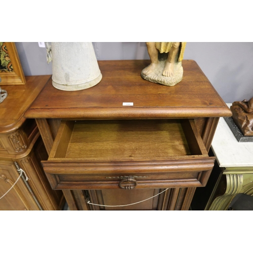 286 - French solid oak pedestal cupboard, approx 112cm H x 79cm W x 51cm D