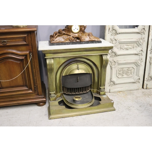 289 - Antique French brass fire place Mantle, approx 87cm H x 98cm W x 72cm D