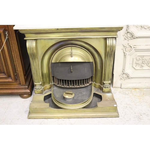 289 - Antique French brass fire place Mantle, approx 87cm H x 98cm W x 72cm D