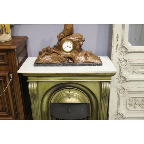 289 - Antique French brass fire place Mantle, approx 87cm H x 98cm W x 72cm D