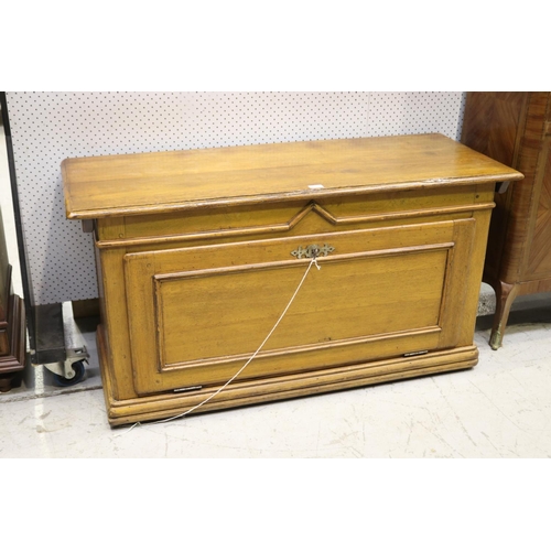 311 - Antique French oak coffer , approx 67cm H x 130cm W x 49cm D