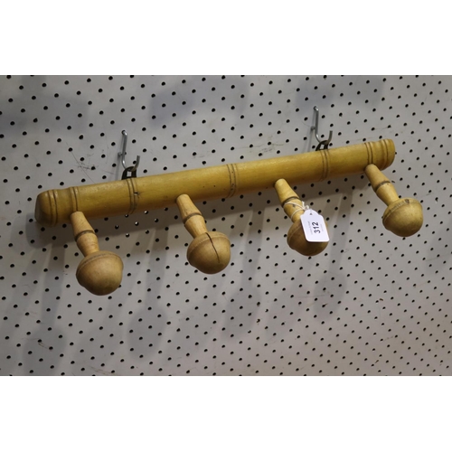 312 - Vintage French faux bamboo four button coat rack, approx 47cm W