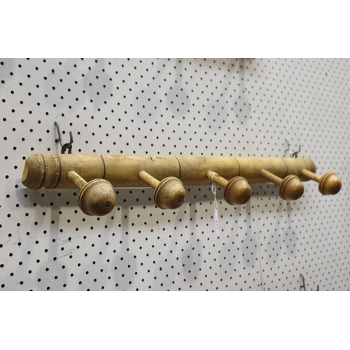 317 - French faux bamboo five button wall mountable coat rack, approx 66cm W
