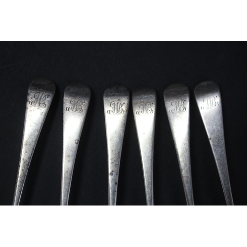 1002 - Set of six hallmarked sterling silver teaspoons, maker WE, approx 96 grams (6)