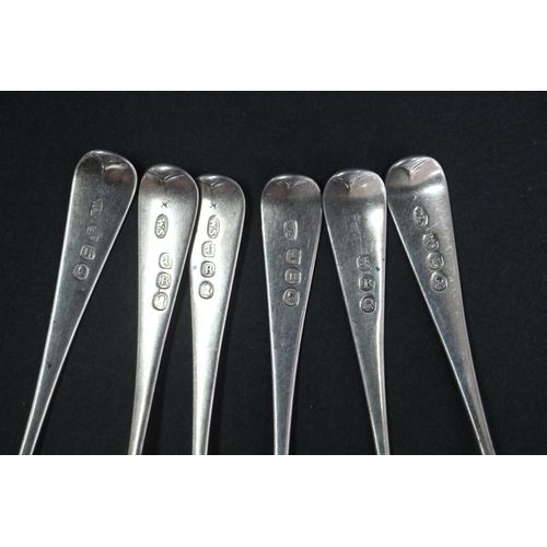1015 - Set of six Georgian hallmarked sterling silver teaspoons, London maker ?, approx 62grams & approx 12... 