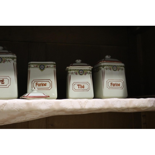 308 - Set of French ceramic spice pots and extra, some damaged, approx 18cm H and shorter