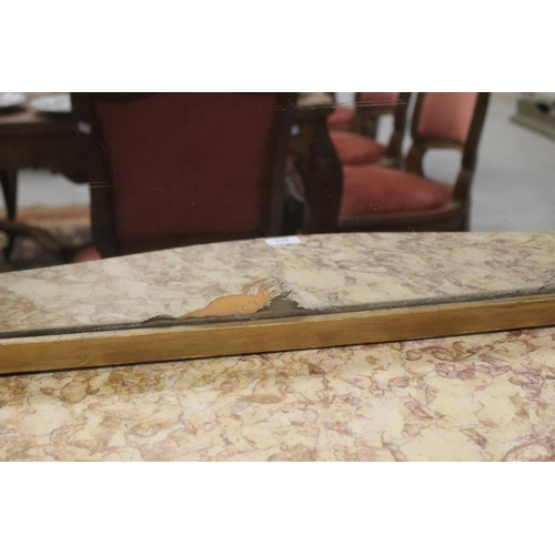 219 - Large antique French mirror, with central C scroll crest, and beaded inner edge, approx 180cm H x 10... 