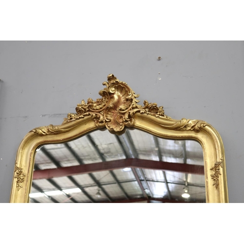 349 - Antique French Louis XV style gilt mantle mirror, approx 138cm H x 93cm W