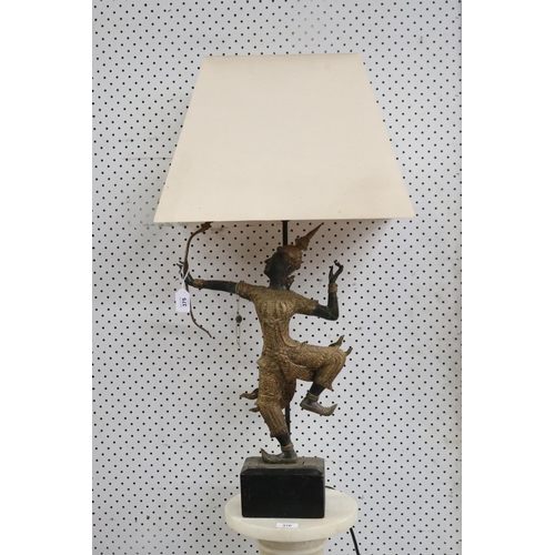375 - Decorative South East Asian figural lamp (European plug) approx 82cm H