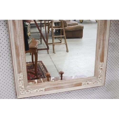 431 - Limewash wooden rectangular mirror, approx 83cm x 73cm