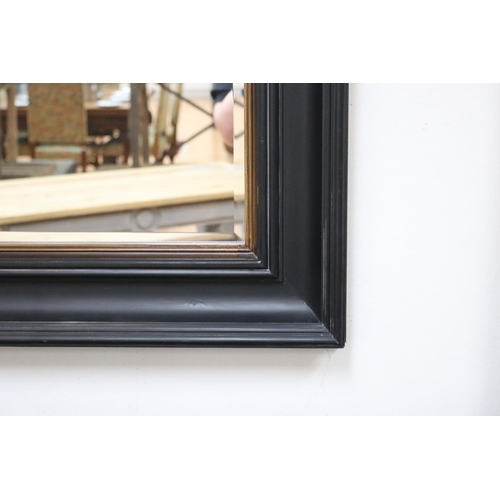 448 - Black painted frame rectangular mirror, approx 85cm x 115cm