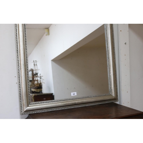450 - French Napoleon III style mirror with silver frost painted finish, approx 103cm x 73cm