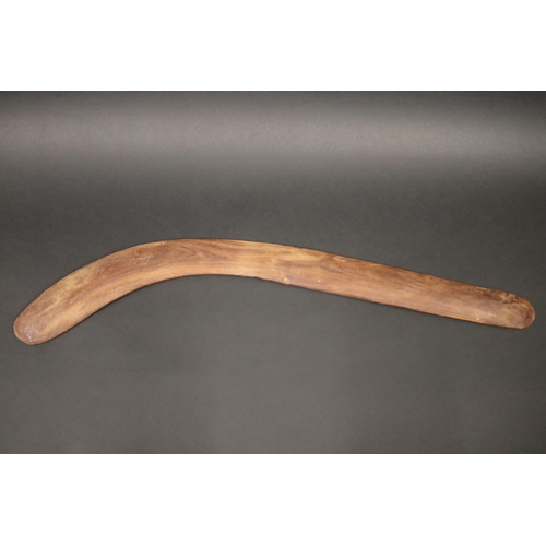 475 - Leslie Tilmouth Purula, (Australian Aboriginal deceased) Hunting boomerang, mulgawood, date 88, Anma... 