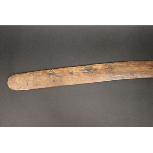 476 - Leslie Tilmouth Purula, (Australian Aboriginal deceased) Hunting boomerang, mulgawood, date 88, Anma... 
