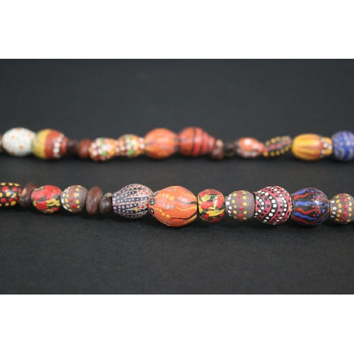 488 - Lisa Pultara (c1959-.) Australia (Aboriginal deceased) Painted beads, bean tree & gumnut, 87, Anmatj... 
