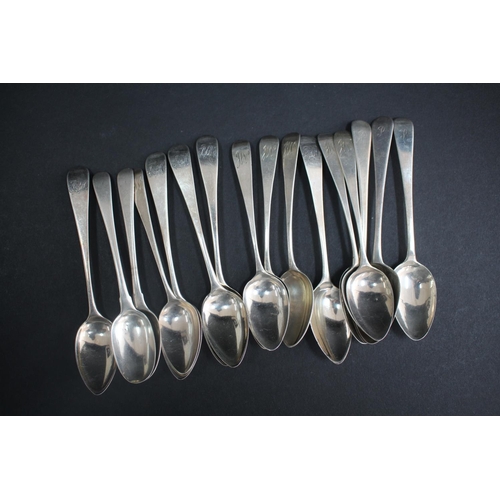 1022 - Sixteen antique hallmarked sterling silver teaspoons, various dates and makers. approx 230 grams & a... 