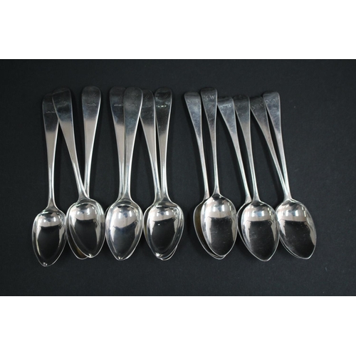 1023 - Two sets of hallmark sterling silver Georgian teaspoons, approx 231 grams & approx 14cm L (13)