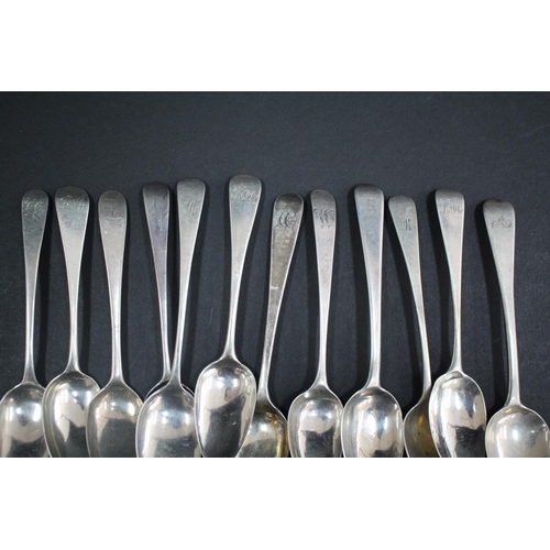 1026 - Twelve antique hallmarked sterling silver teaspoons, various dates and makers, approx 160 grams & ap... 