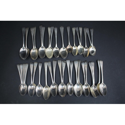 1028 - Assortment of antique hallmarked sterling silver teaspoons, various dates and makers, approx 692 gra... 