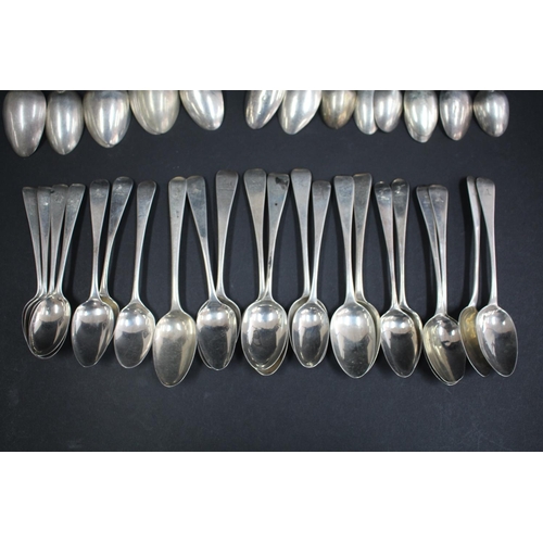 1028 - Assortment of antique hallmarked sterling silver teaspoons, various dates and makers, approx 692 gra... 