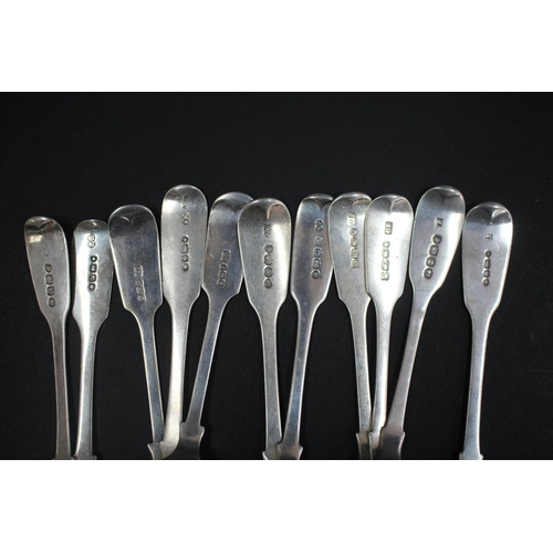 1030 - Twenty two assorted antique hallmarked sterling silver teaspoons, approx 420 grams & 14.5cm L  (22)
