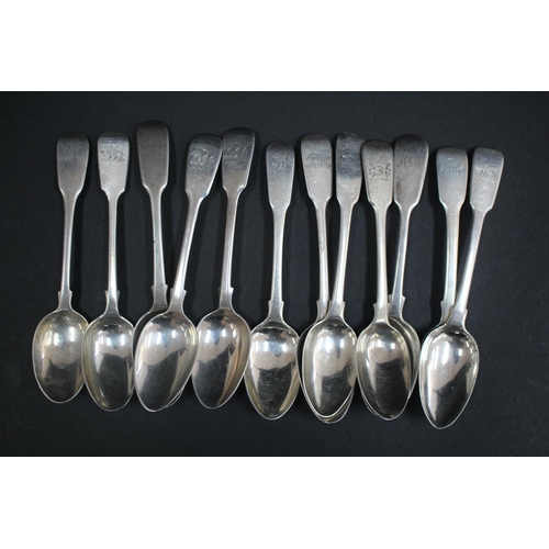 1031 - Twelve hallmarked sterling silver teaspoons, various dates and makers, approx 245 grams & approx 14.... 