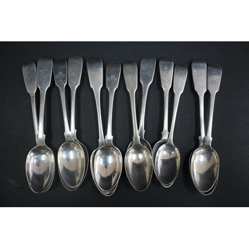 1035 - Twelve antique hallmarked sterling silver teaspoons, approx 220gms (12)