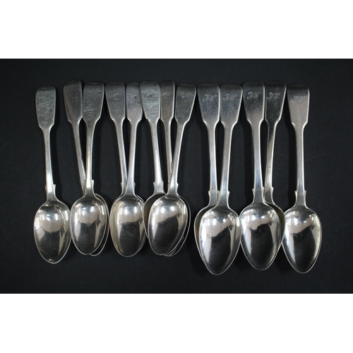 1036 - Thirteen antique hallmarked sterling silver teaspoons, approx 330gms (13)