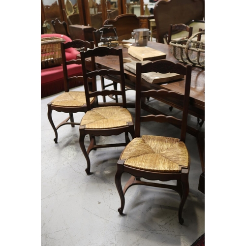 245 - Set of seven French Louis XV style dining chairs with rush seats (7)