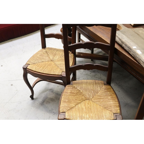 245 - Set of seven French Louis XV style dining chairs with rush seats (7)